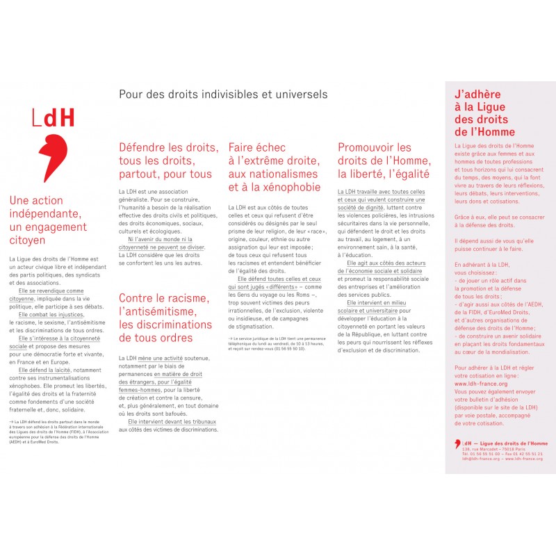 Dépliant sur la LDH en 5 volets