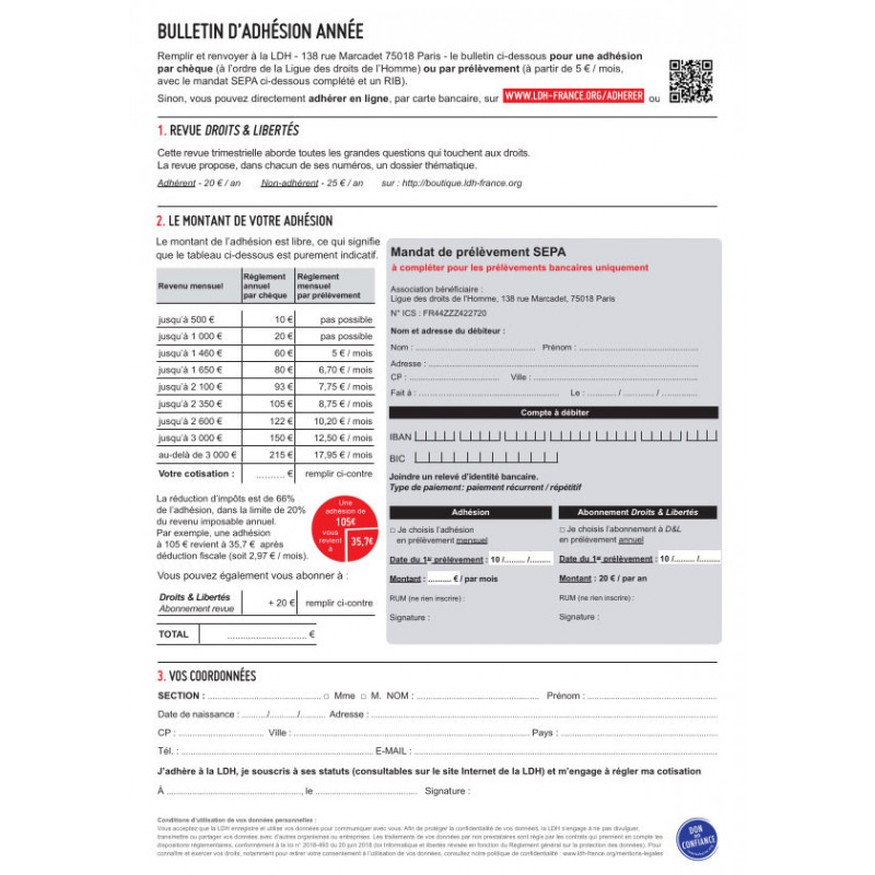 Bulletin d'adhésion à la LDH
