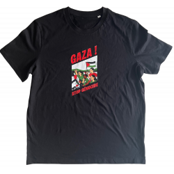 T-shirt "Gaza ! stop génocide" achetez le tee shirt de soutien